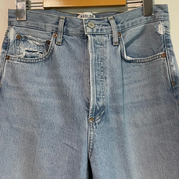 AGOLDE  Light Wash Distressed Denim Jeans, Size 24 - Picture 7 of 13